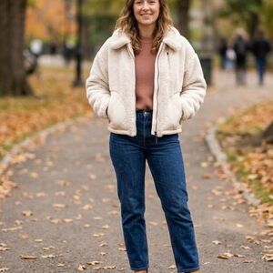 Anthropologie Cream Teddy Jacket